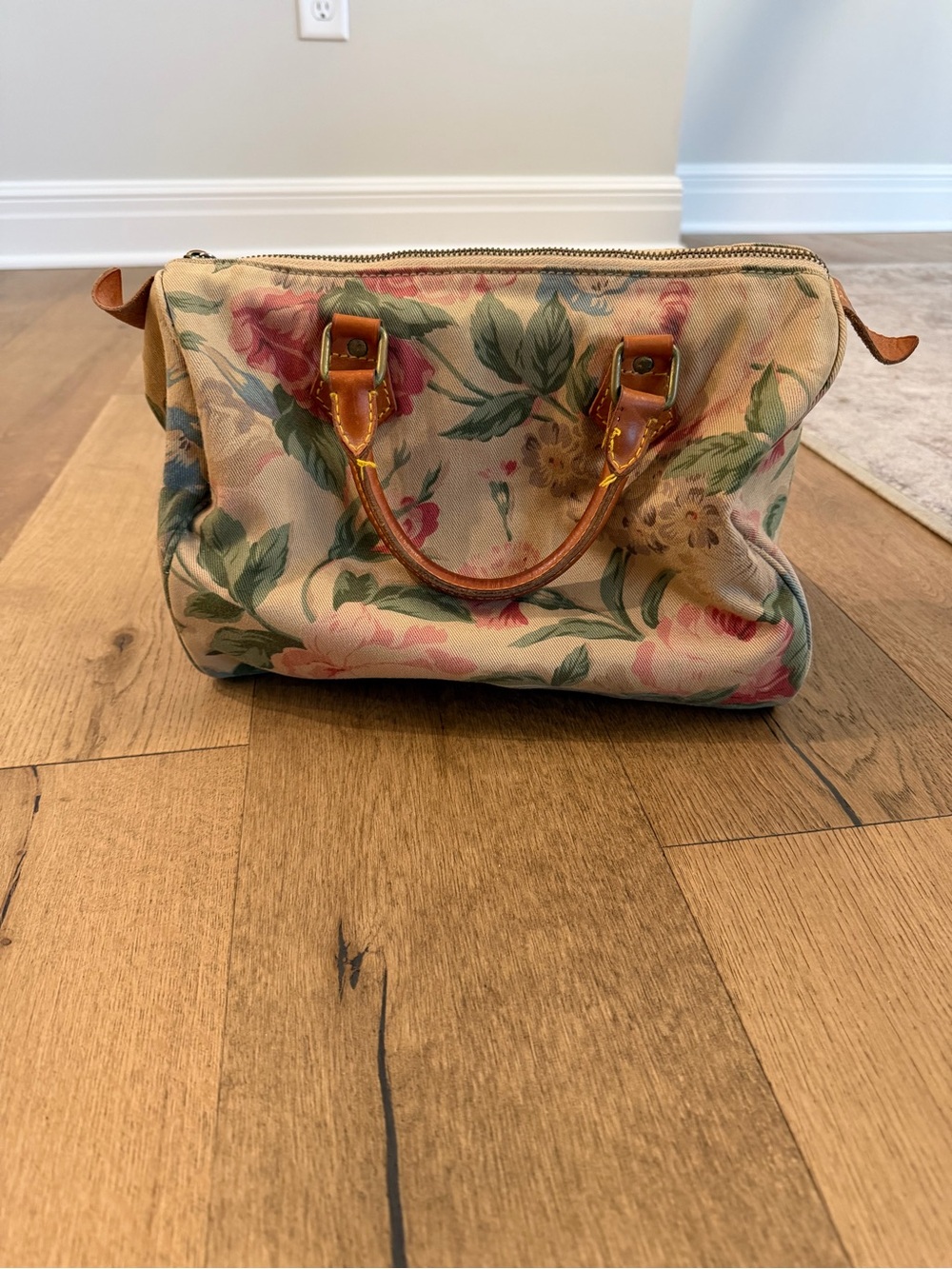 Vintage Ralph Lauren Tapestry Bag Purse Floral Satchel Embroidered Rare Speedy